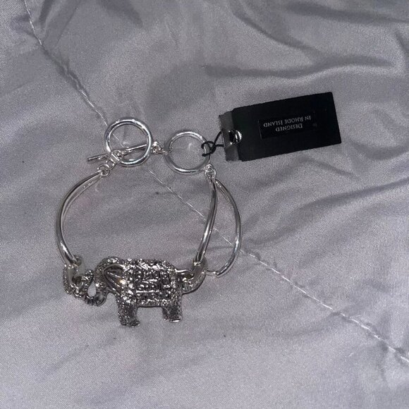 Scroll & Vine Elephant Silver Bracelet - Picture 1 of 4
